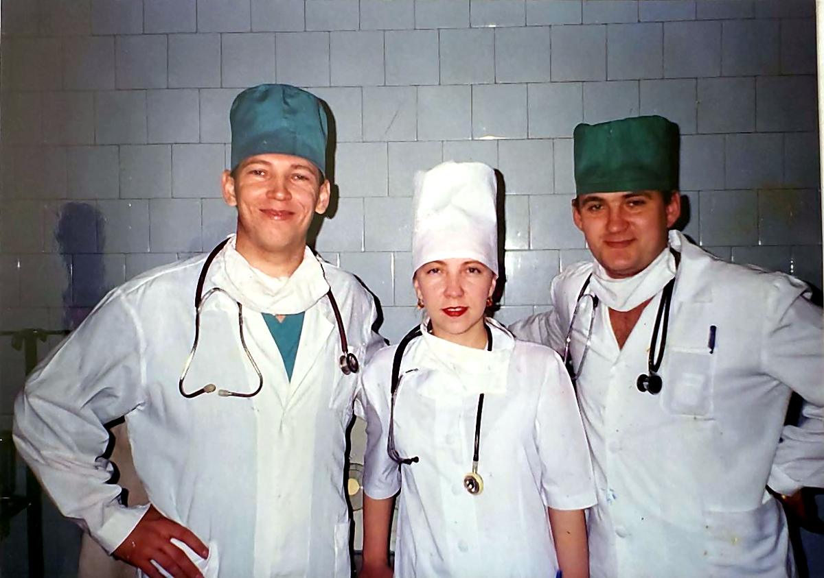 Dr. Surikov with colleagues during his years in hospital practice