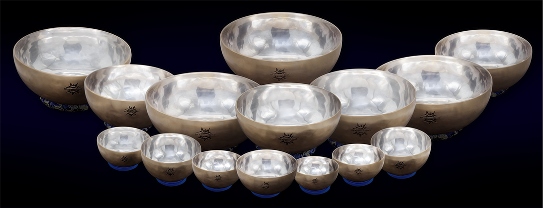 Complete set of 15 HEALINGBOWL® Professional Surya Pearl singing bowls